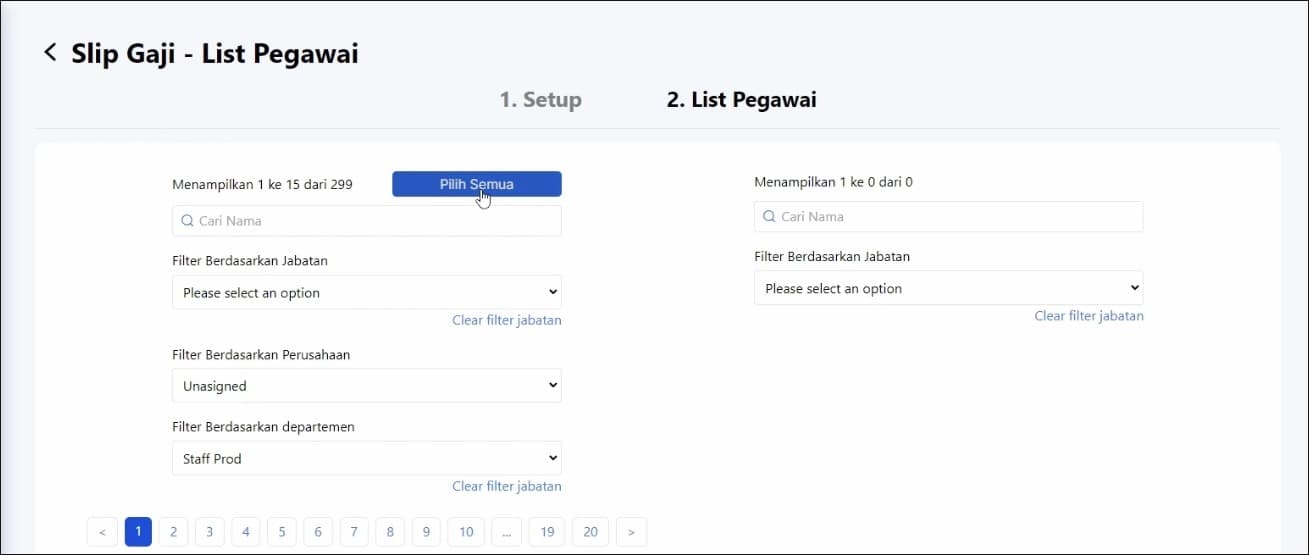 Payroll slip generation employee setup screen